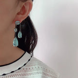 Long Zircon Tassel Drop Earrings for Women