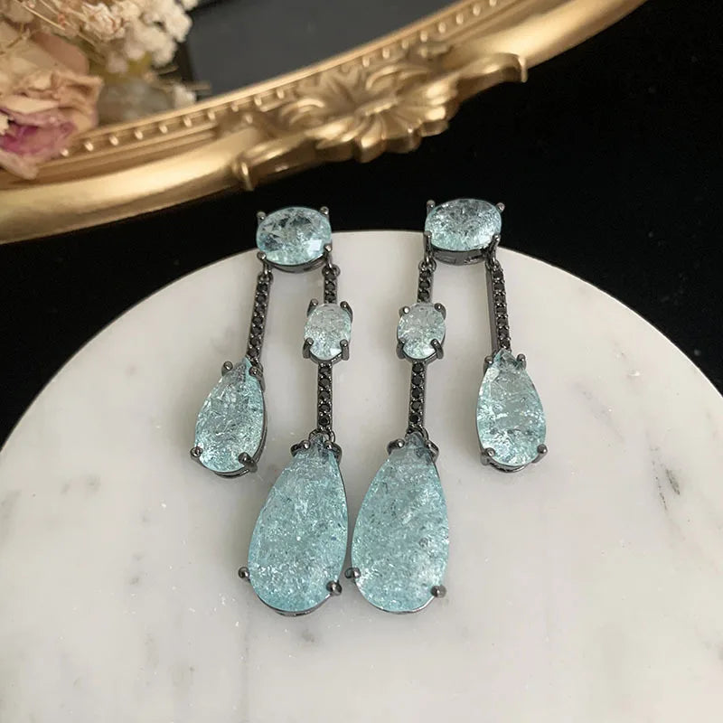 Long Zircon Tassel Drop Earrings for Women