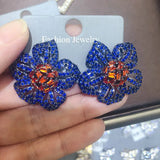 Orange Flower Stud Earrings for Women