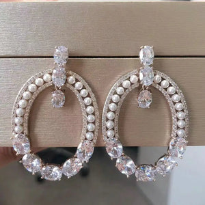 Purple Vintage Earrings with Cubic Zirconia & Pearl