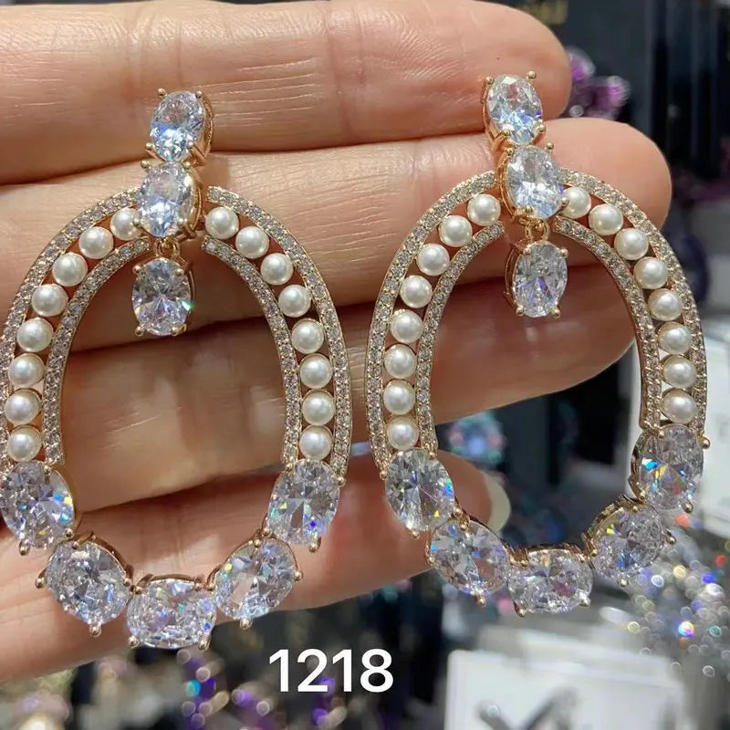 Purple Vintage Earrings with Cubic Zirconia & Pearl