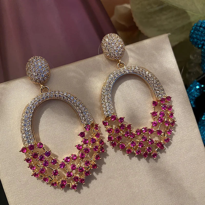 Red & Purple Zircon Earring for Women