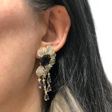 Purple Flower Tassel Earring for Women