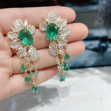 Purple Flower Tassel Earring for Women