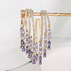 Purple Tassel Long Earrings Women