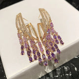 Purple Tassel Long Earrings Women
