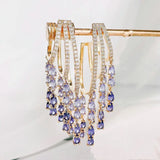 Purple Tassel Long Earrings Women