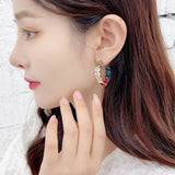 Purple and Green Drop Earrings - Elegant Statement Jewelry