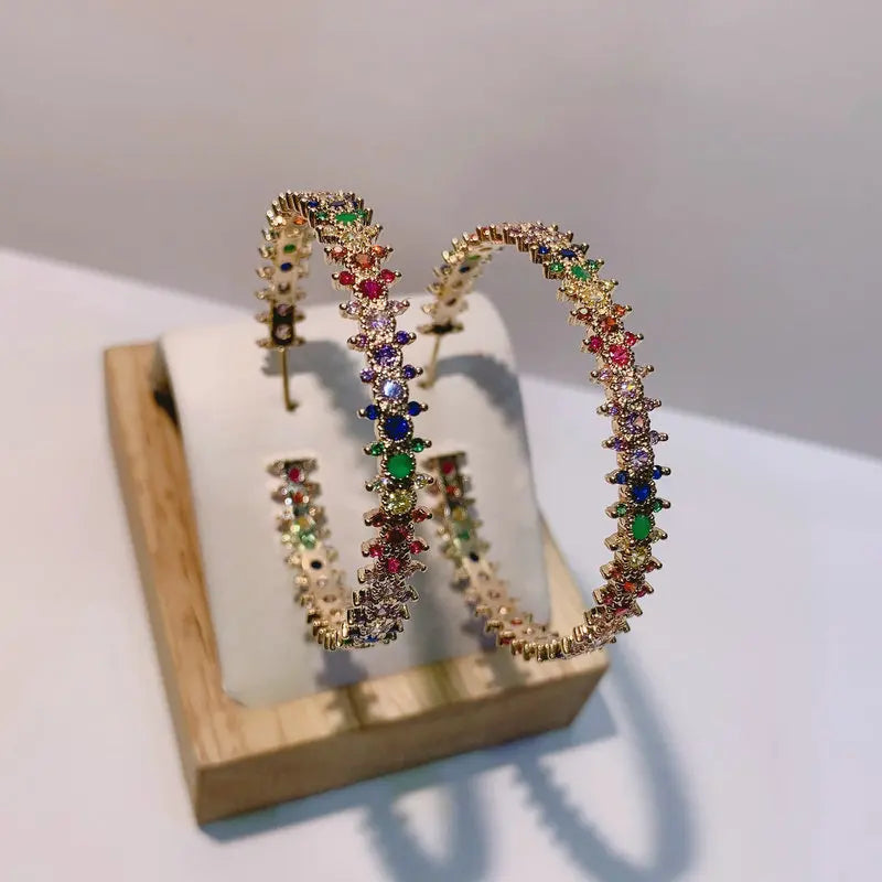 Colorful Zirconia Hoop Earrings for Women