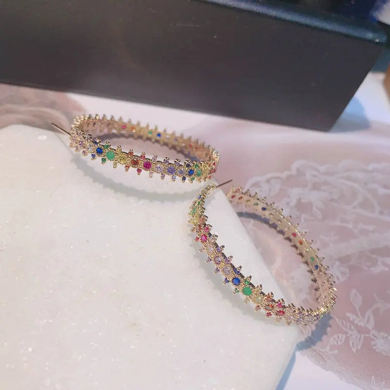 Colorful Zirconia Hoop Earrings for Women
