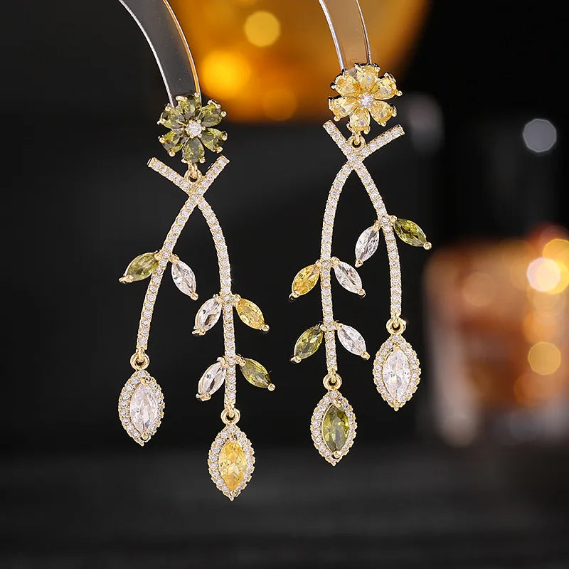 Small Flower Tassel Earring Wedding Women