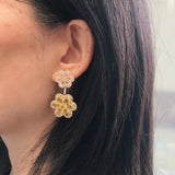 Summer Pink Yellow Flower Drop Earrings Women