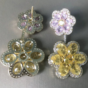 Summer Pink Yellow Flower Drop Earrings Women
