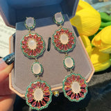 Yellow Zircon Long Earring Women Gift