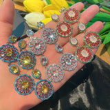 Yellow Zircon Long Earring Women Gift