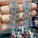 Golden CZ Long Tassel Earring for Women