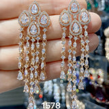 Golden CZ Long Tassel Earring for Women