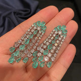 Green Cubic Zircon Tassel Earring for Women