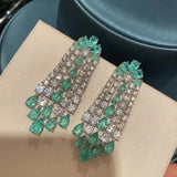 Green Cubic Zircon Tassel Earring for Women