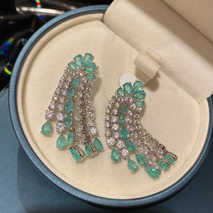 Green Cubic Zircon Tassel Earring for Women