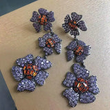 Purple Flower Earrings for Women