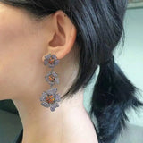 Purple Flower Earrings for Women