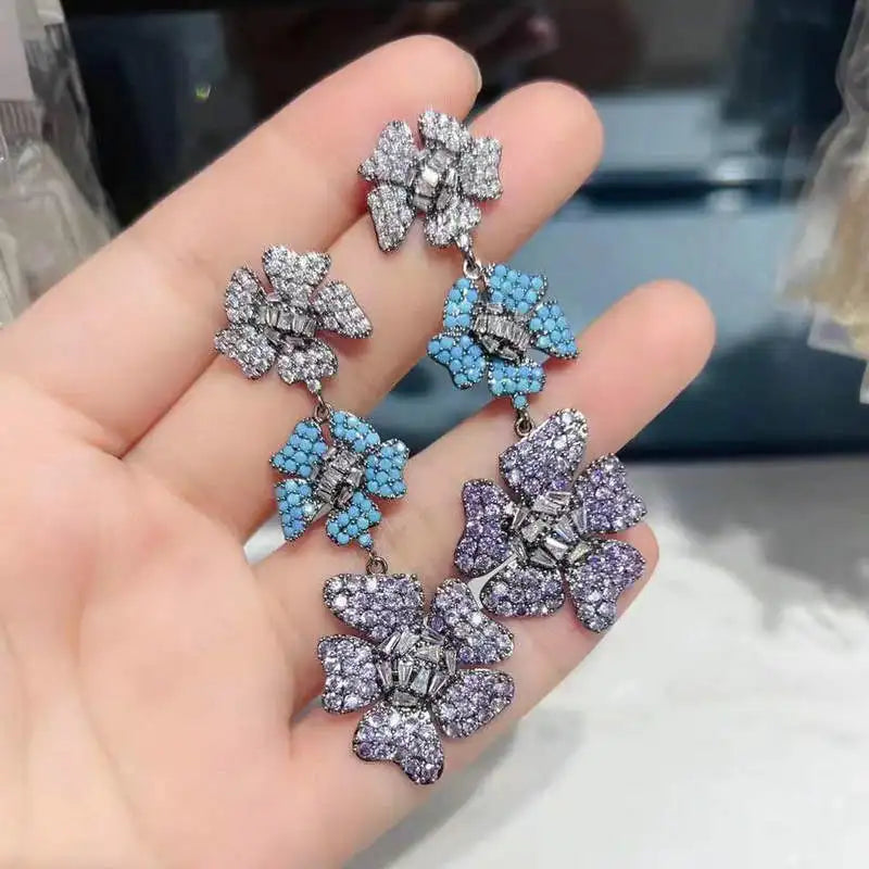 Purple Flower Earrings for Women