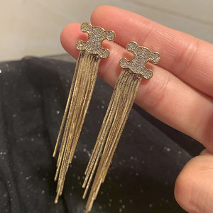Shinning Triomphe French Metal Style Tassel Earrings