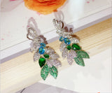 Maple Leaf Earrings Inlaid with Green Zircon - Party Gift