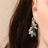 Maple Leaf Earrings Inlaid with Green Zircon - Party Gift