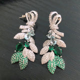 Maple Leaf Earrings Inlaid with Green Zircon - Party Gift