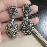 Vintage Clear & Yellow CZ Earrings for Women