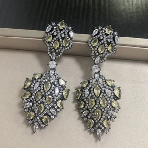 Vintage Clear & Yellow CZ Earrings for Women