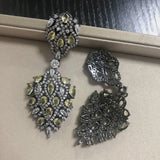 Vintage Clear & Yellow CZ Earrings for Women