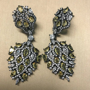 Vintage Clear & Yellow CZ Earrings for Women