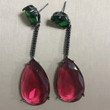 Summer Purple CZ Long Drop Earring for Women Wedding Bridal