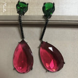 Summer Purple CZ Long Drop Earring for Women Wedding Bridal