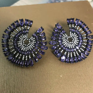 Vintage Purple Big Round Earring for Wedding