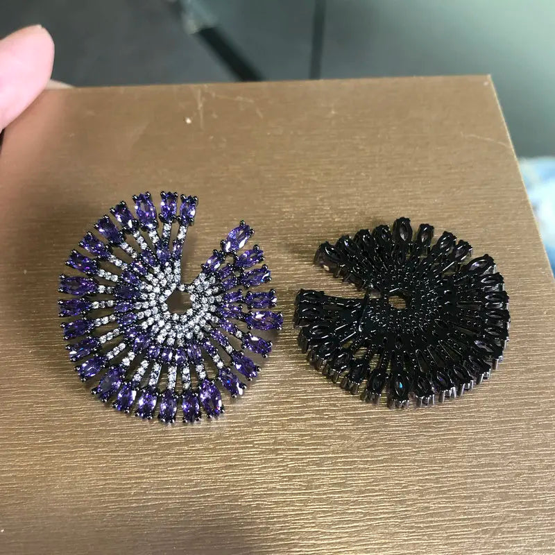 Vintage Purple Big Round Earring for Wedding
