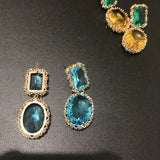 Small Flower Cubic Zircon Earrings Green Yellow