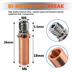 Bimetal Heatbreak Copper Titanium TC4 Throat for 3D Printer