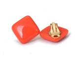 Minimalist Red Yellow Square Clip Earrings For Women