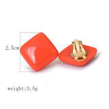 Minimalist Red Yellow Square Clip Earrings For Women