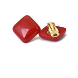 Minimalist Red Yellow Square Clip Earrings For Women