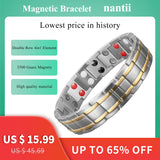 Men's Bio Magnetic Therapy Bracelet, Double-Row 3500 Guass Magnet Bangle