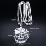 Biochemical Crisis Skull Pendant Necklace Stainless Steel