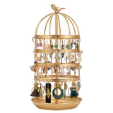Golden Rotating Jewelry Display Stand Bird Cage Jewelry Rack
