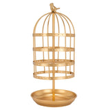 Golden Rotating Jewelry Display Stand Bird Cage Jewelry Rack