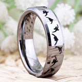 Silver Tone Tungsten Carbide Duck Outdoor Ring Wedding Band