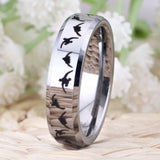 Silver Tone Tungsten Carbide Duck Outdoor Ring Wedding Band